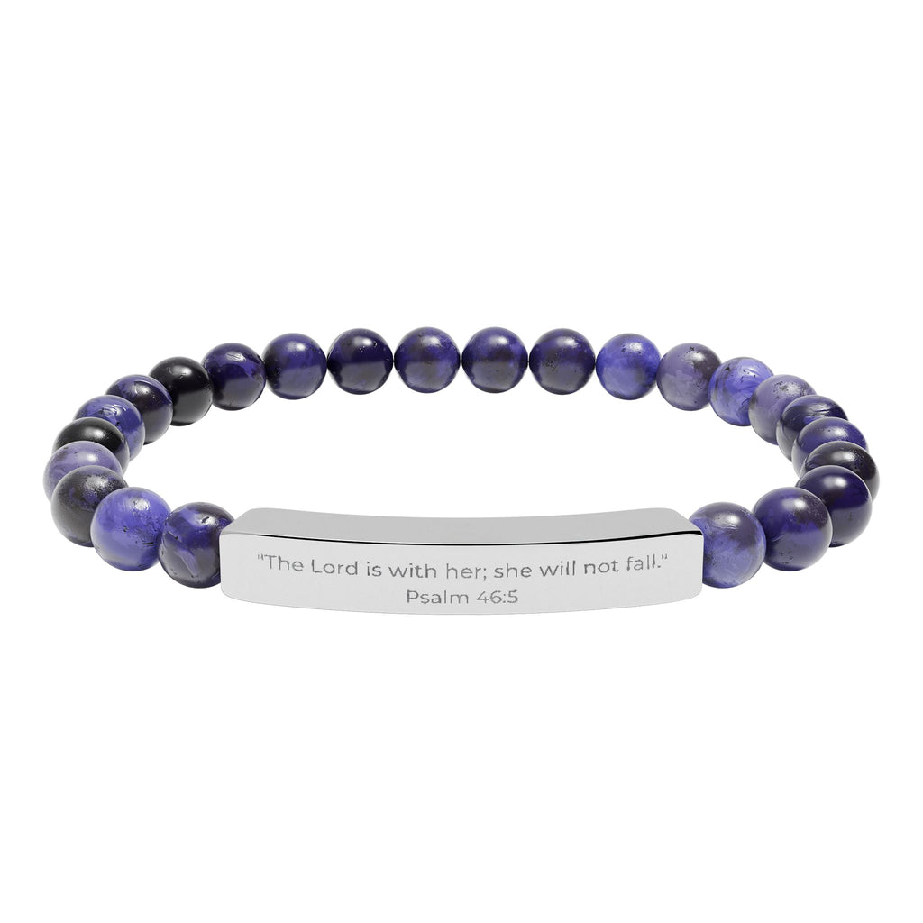 The Lord Is Within Her; She Will Not Fall – Natural Stone Bar Bracelet