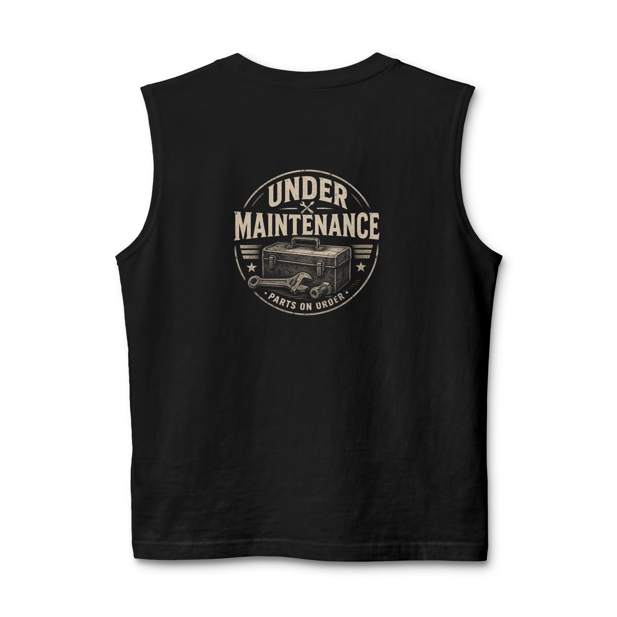 Under Maintenance Muscle Tank — Vintage Truck 'Parts on Order' Sleeveless Tee