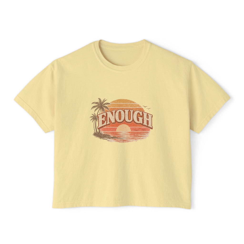Enough Vintage Sunset Tee — Women's Boxy Graphic Top