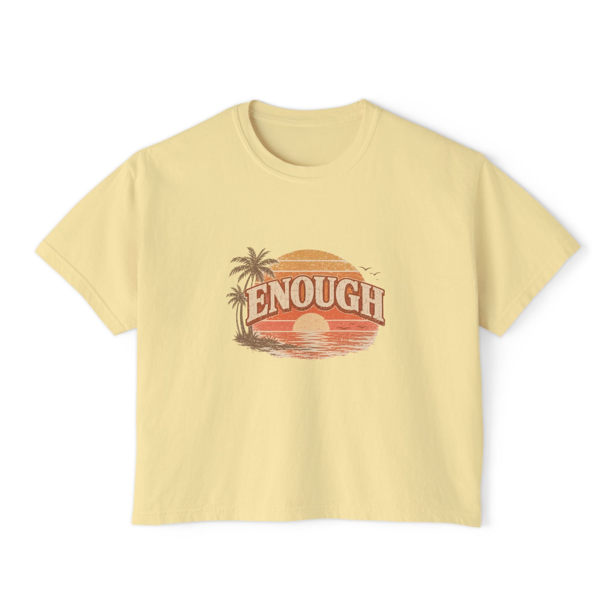 Enough Vintage Sunset Tee — Women's Boxy Graphic Top