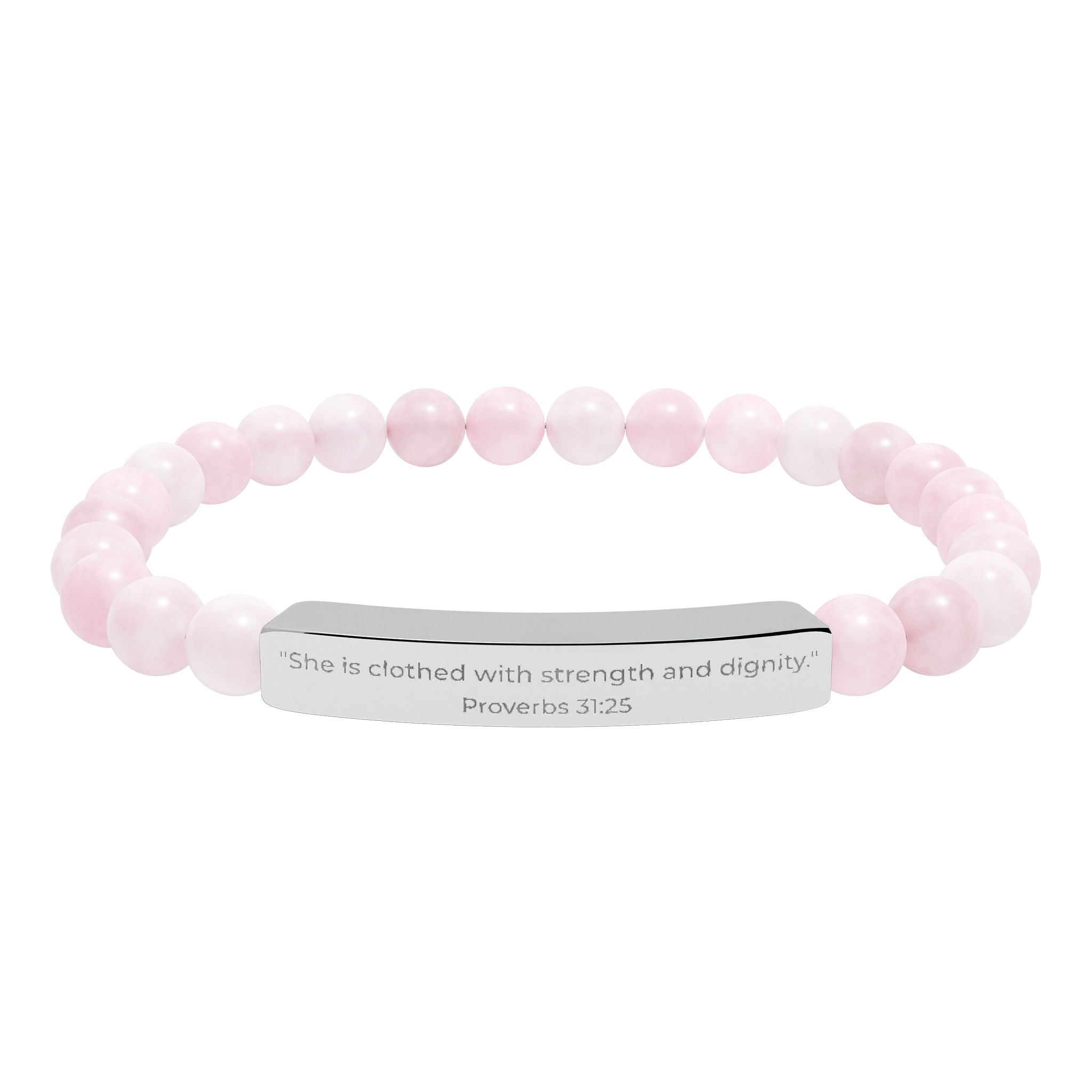 She Is Clothed With Strength and Dignity – Natural Stone Bar Bracelet