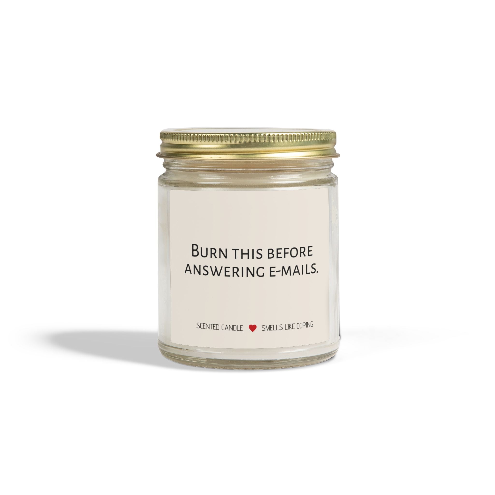 Humorous Scented Candle — "Burn This Before Answering Emails" (Coconut Apricot Wax, 4oz & 9oz)