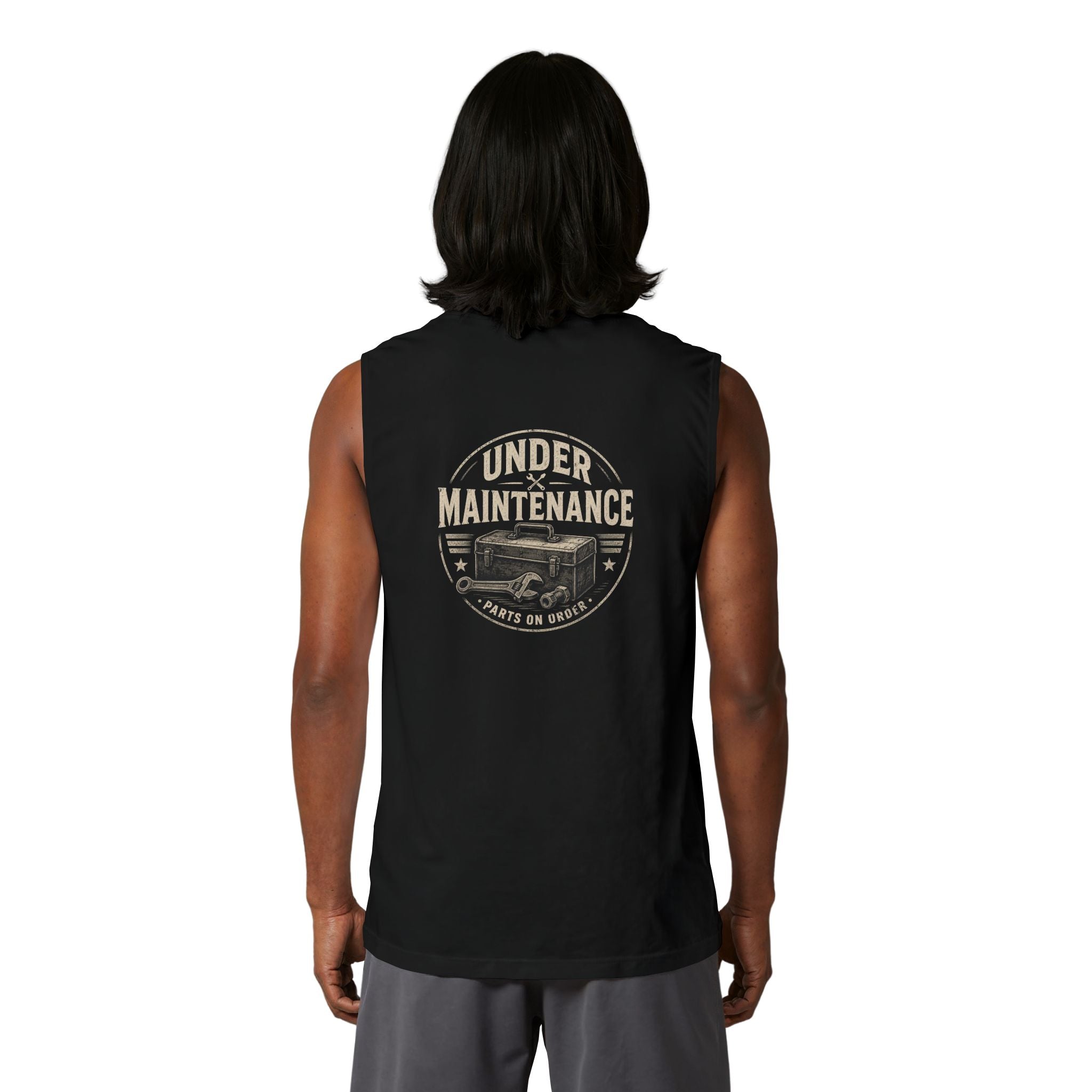 Under Maintenance Muscle Tank — Vintage Truck 'Parts on Order' Sleeveless Tee