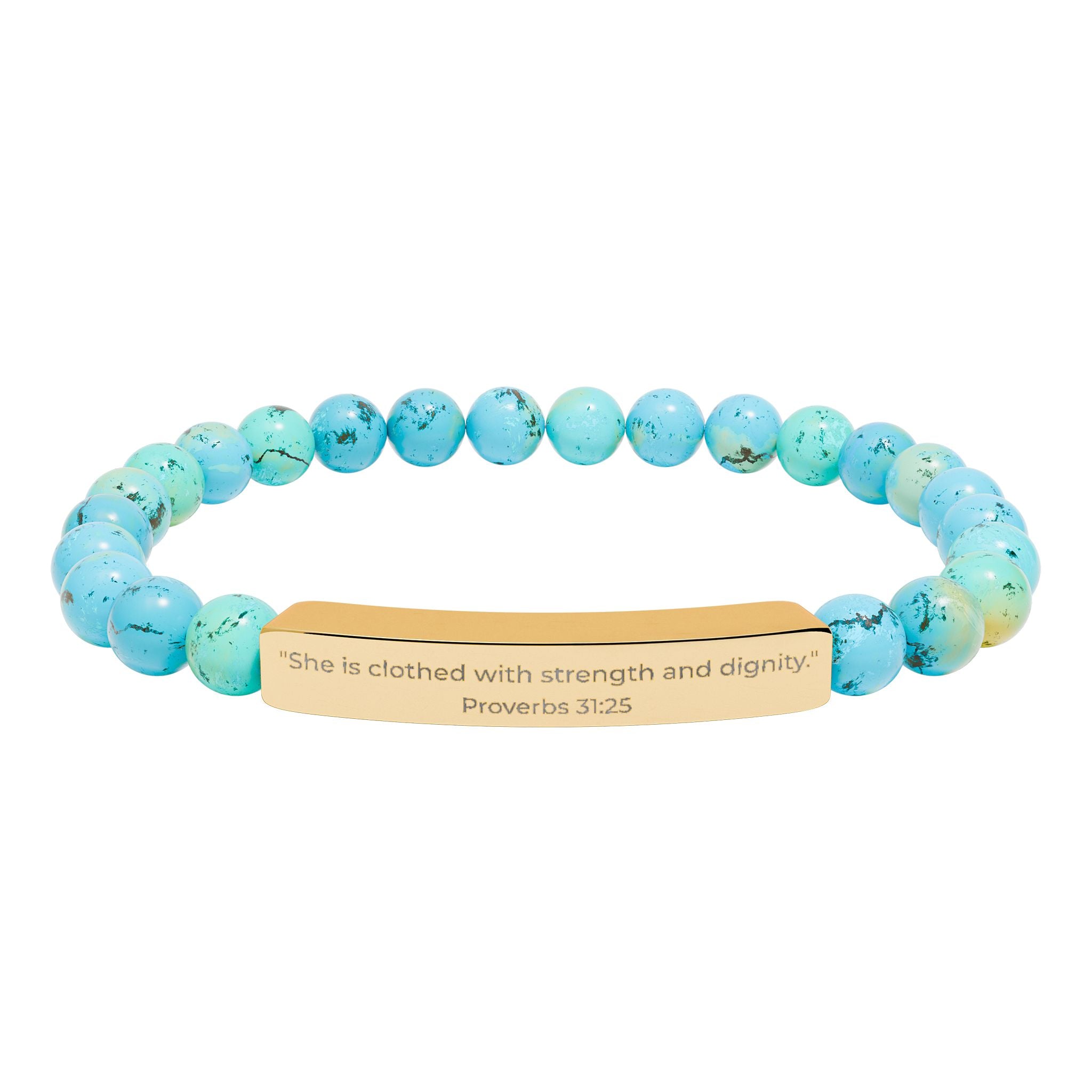 She Is Clothed With Strength and Dignity – Natural Stone Bar Bracelet
