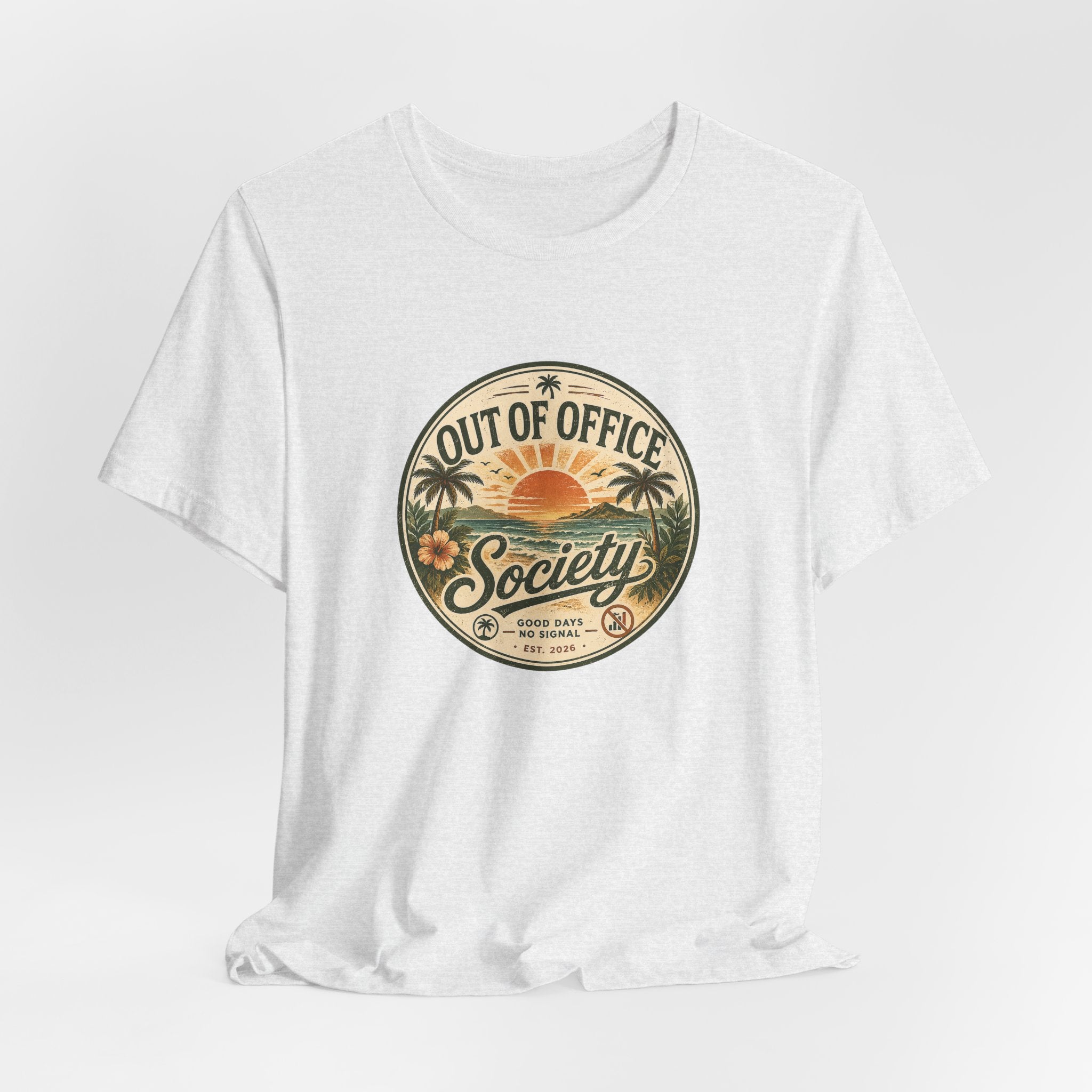 Out of Office Society Tee — Vacation Vibes Sunset Graphic T-Shirt
