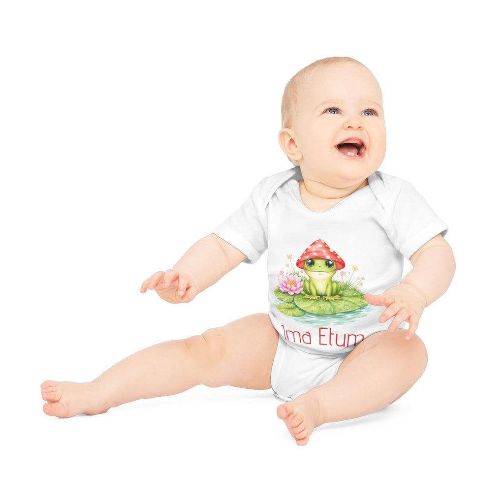 Cute Mushroom Frog Baby Bodysuit – Personalized Name Option