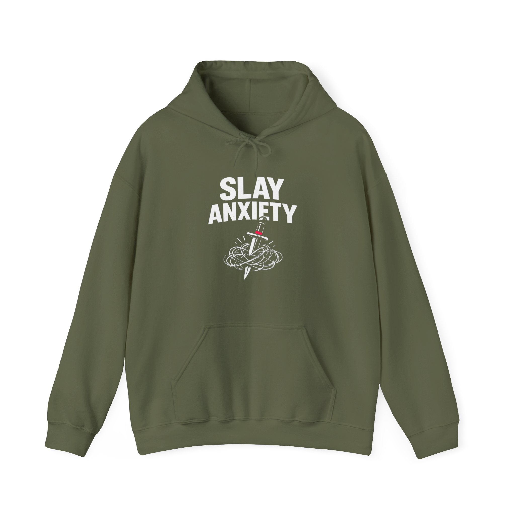 Slay Anxiety Brain Bloom Hoodie – Minimal Floral Brain Anatomy Sweatshirt (with Tiny Red Heart)
